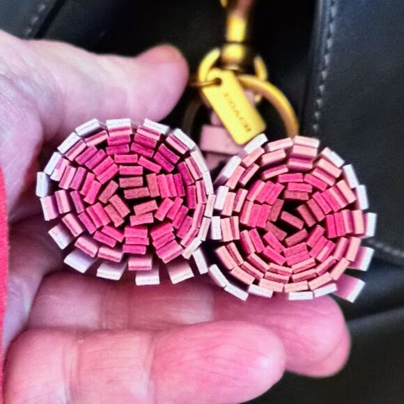 Coach Pink Remade Colorblock Tassel Bag Charm - Rare Item - - Picture 5 of 6